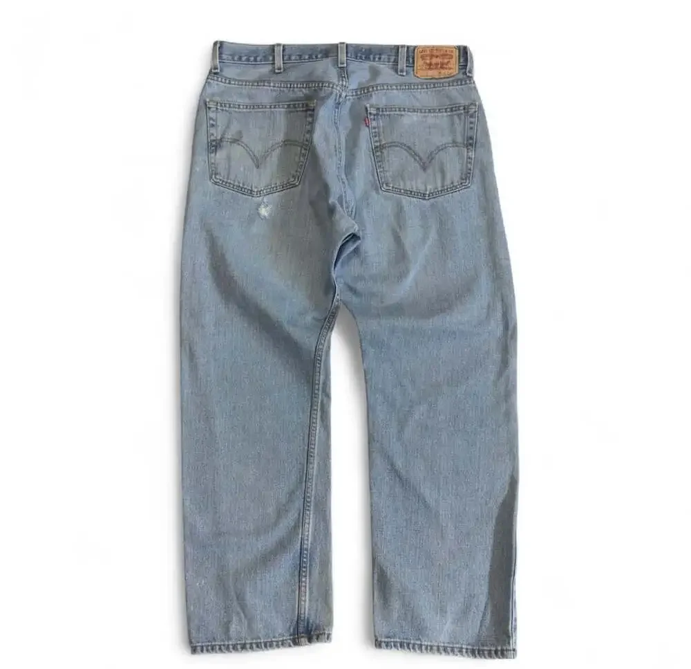 Levi's 505 Regular Fit Jeans Size W38 L30 Light Wash Distressed